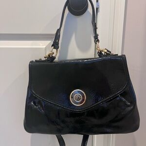Black Patent Leather Top-Handle Women's Bag - Unbranded